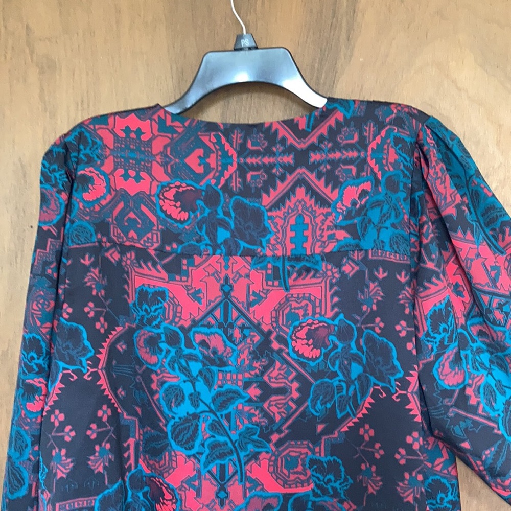 Ella abstract floral printed top office blouse retro vibe 2X - Picture 9 of 17